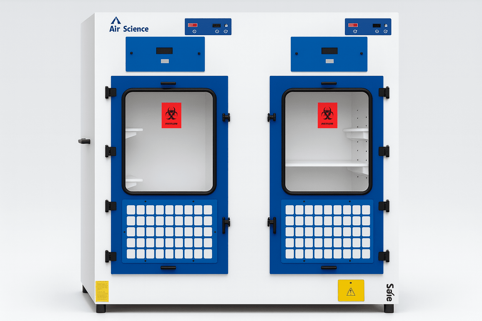 Laboratory Storage Cabinet with Biohazard Labels Dryers
